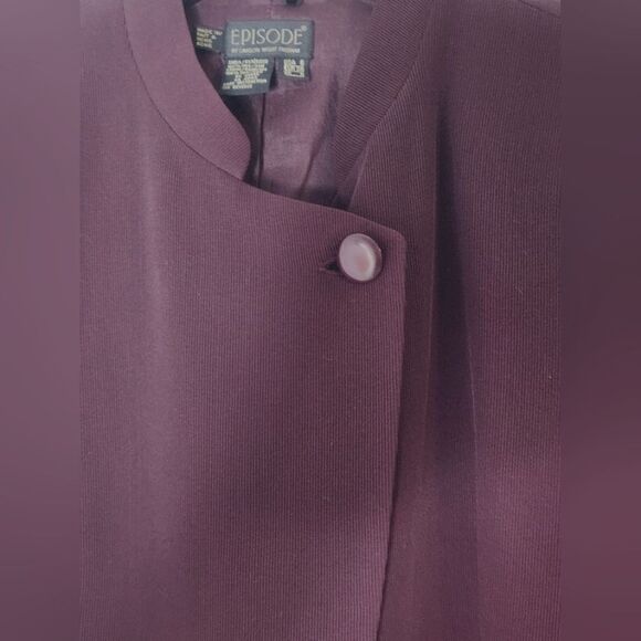 Vtg Episode 6 Black Raspberry 1 Button 100%SILK Lined Ribbed Knit Women Blazer - Picture 7 of 9